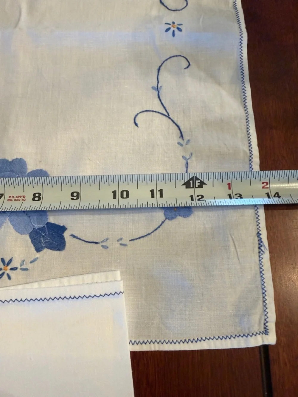 Three Blue Floral Embroidered Placemats and 4 Napkins - Home Dining